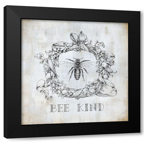 Bee Kind Black Modern Wood Framed Art Print by Robinson, Carol