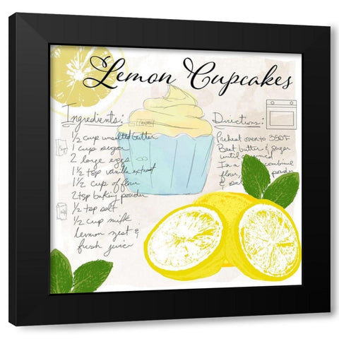 Lemon Cupcakes Black Modern Wood Framed Art Print with Double Matting by Santiago, Daniela