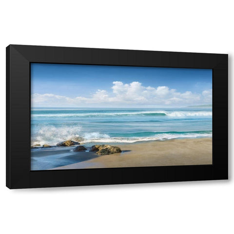 Sweeping Blue Black Modern Wood Framed Art Print with Double Matting by Calascibetta, Mike