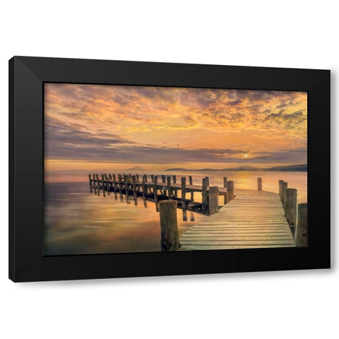 Reaching Out Black Modern Wood Framed Art Print with Double Matting by Calascibetta, Mike