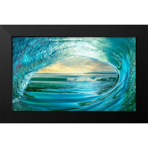 Big Wave Black Modern Wood Framed Art Print by Calascibetta, Mike