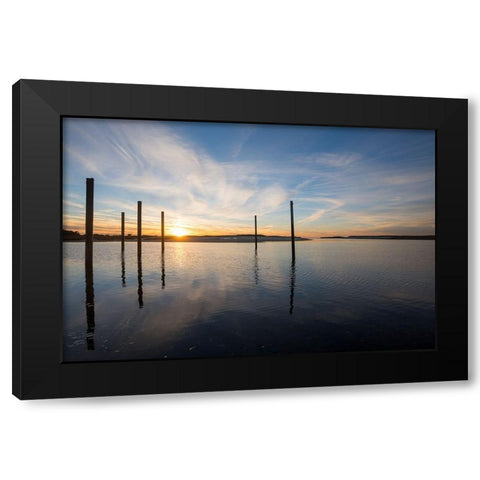 Bay at Sunset Black Modern Wood Framed Art Print with Double Matting by Foulke, Doug