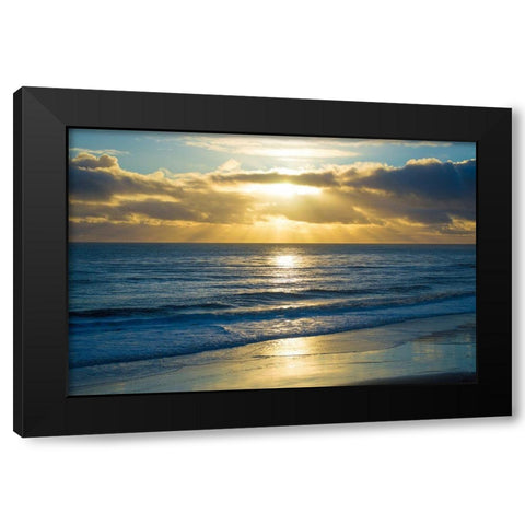 Beach Sunset Black Modern Wood Framed Art Print by Foulke, Doug