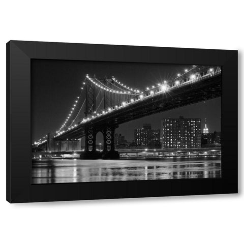 East River Lights Black Modern Wood Framed Art Print with Double Matting by Souders, Paul