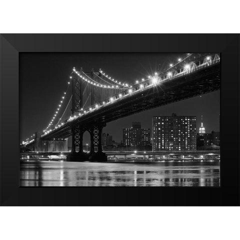 East River Lights Black Modern Wood Framed Art Print by Souders, Paul