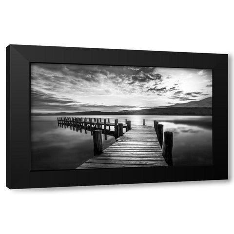 Evening Dock Black Modern Wood Framed Art Print with Double Matting by Calascibetta, Mike