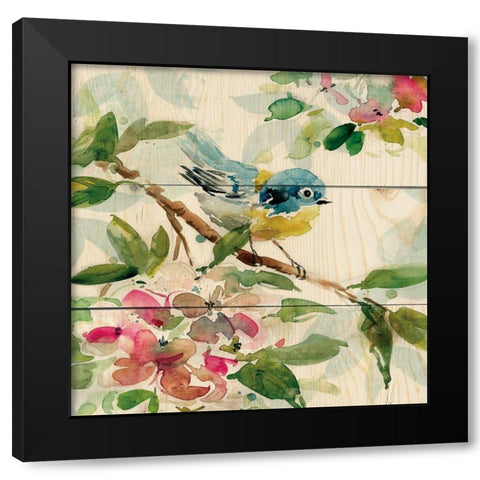 Birds and Blossoms I Black Modern Wood Framed Art Print with Double Matting by Robinson, Carol