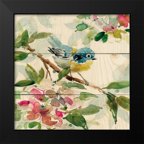 Birds and Blossoms I Black Modern Wood Framed Art Print by Robinson, Carol