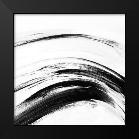 Brush Strokes Black Modern Wood Framed Art Print by Shapiro, Judith