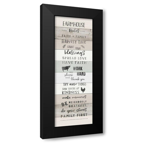 Farmhouse Rules Black Modern Wood Framed Art Print by CAD Designs