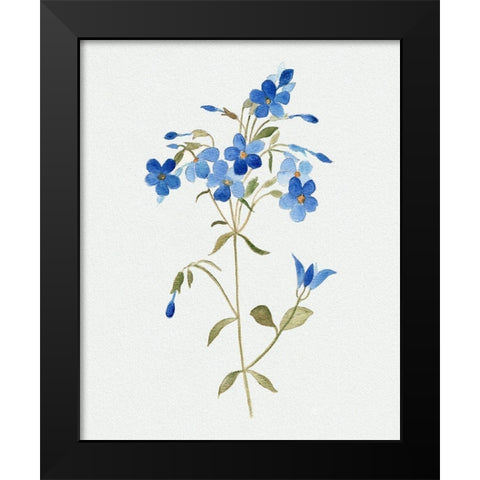 Blue Blossom Botanical II Black Modern Wood Framed Art Print by Tava Studios