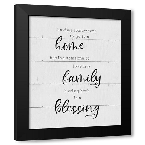 Home Family Black Modern Wood Framed Art Print with Double Matting by CAD Designs