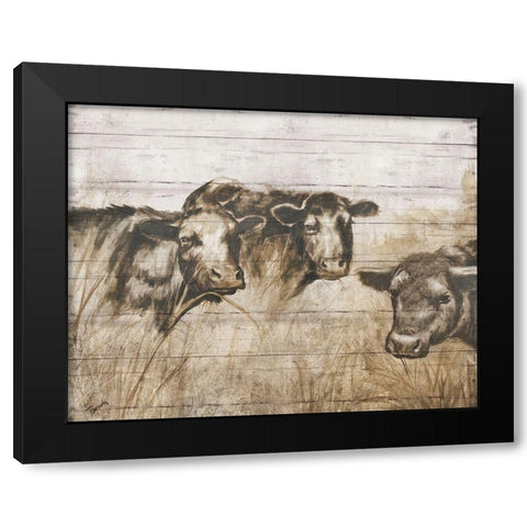 Sepia Cows Black Modern Wood Framed Art Print by Brooks, Donna