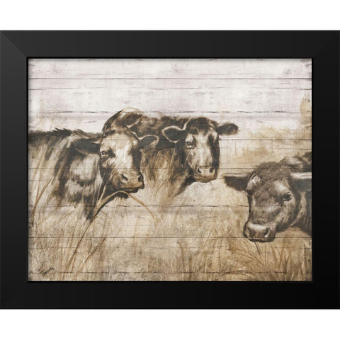 Sepia Cows Black Modern Wood Framed Art Print by Brooks, Donna