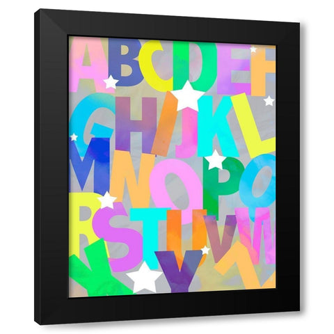 Alphabet Soup Black Modern Wood Framed Art Print with Double Matting by Santiago, Daniela