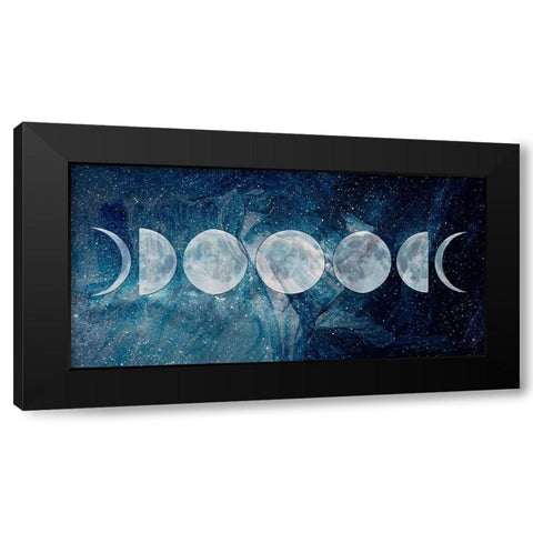 Moon Phases Black Modern Wood Framed Art Print by Santiago, Daniela