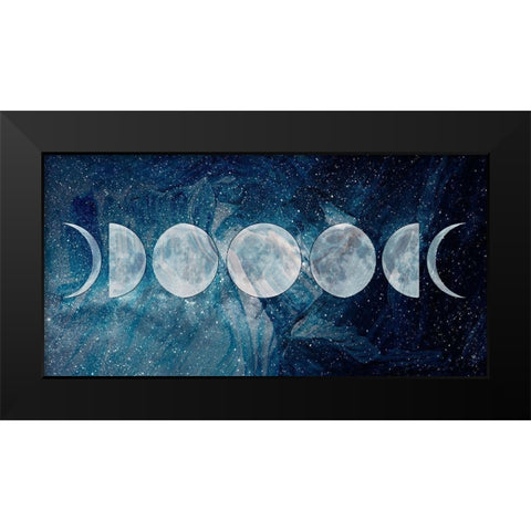 Moon Phases Black Modern Wood Framed Art Print by Santiago, Daniela