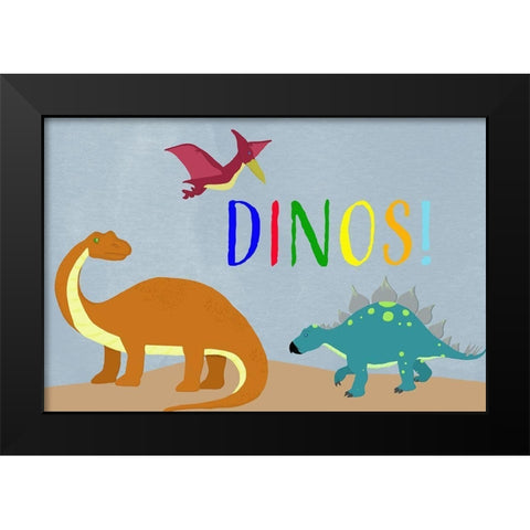 Dinos! Black Modern Wood Framed Art Print by Santiago, Daniela