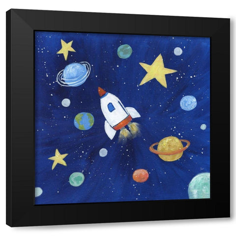 Outer Space Black Modern Wood Framed Art Print with Double Matting by Nan