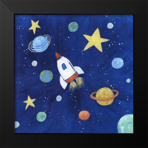 Outer Space Black Modern Wood Framed Art Print by Nan