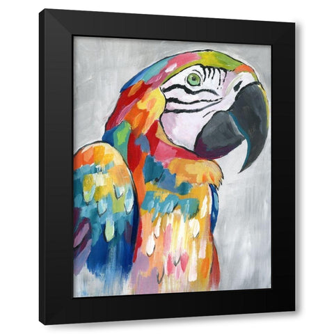 Vibrant Parrot Black Modern Wood Framed Art Print with Double Matting by Nan