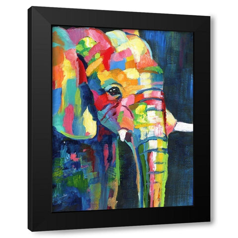 Vibrant Elephant Black Modern Wood Framed Art Print with Double Matting by Nan