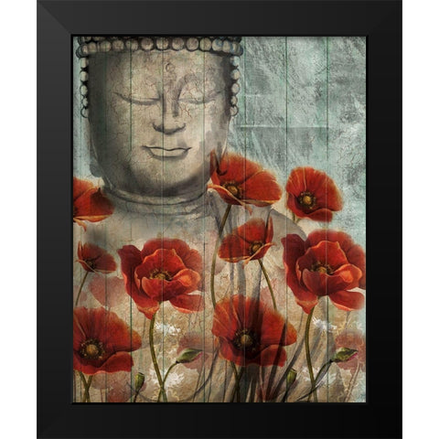 Floral Buddha Black Modern Wood Framed Art Print by Knutsen, Conrad