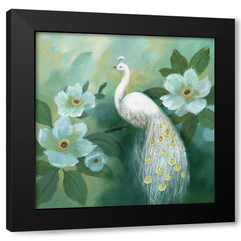 Proud Peacock Black Modern Wood Framed Art Print by Nan