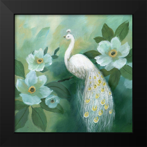 Proud Peacock Black Modern Wood Framed Art Print by Nan