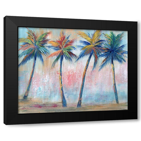 Color Pop Palms Black Modern Wood Framed Art Print by Nan