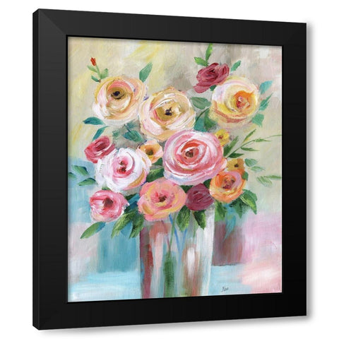 Bright Bouquet Black Modern Wood Framed Art Print with Double Matting by Nan