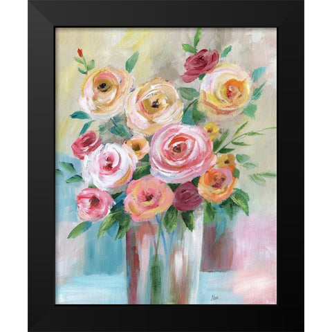 Bright Bouquet Black Modern Wood Framed Art Print by Nan