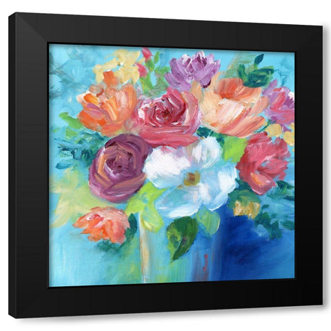 Bold Floral Black Modern Wood Framed Art Print with Double Matting by Nan