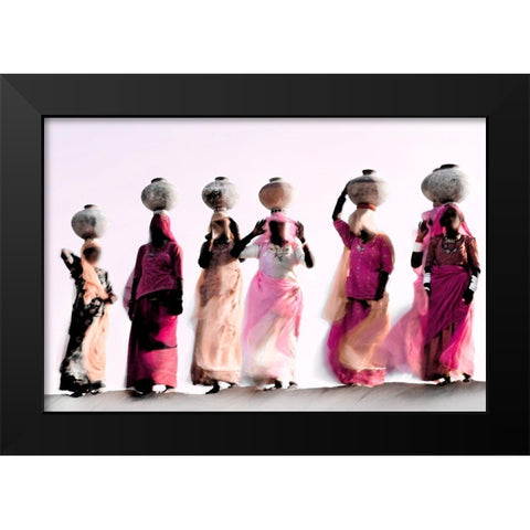 Thar Desert Women Black Modern Wood Framed Art Print by Kramer, Philip