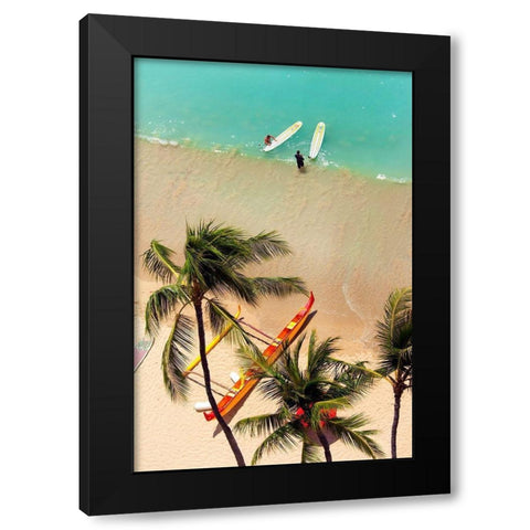 Waikiki Beach Black Modern Wood Framed Art Print by Peebles, Douglas