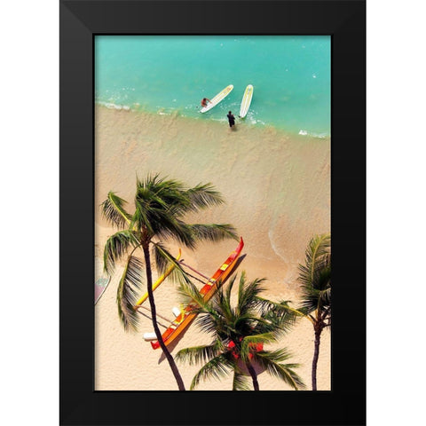 Waikiki Beach Black Modern Wood Framed Art Print by Peebles, Douglas