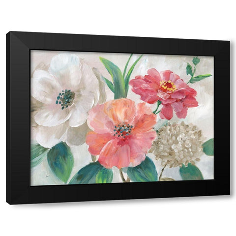 Color Pop Bouquet Black Modern Wood Framed Art Print by Nan