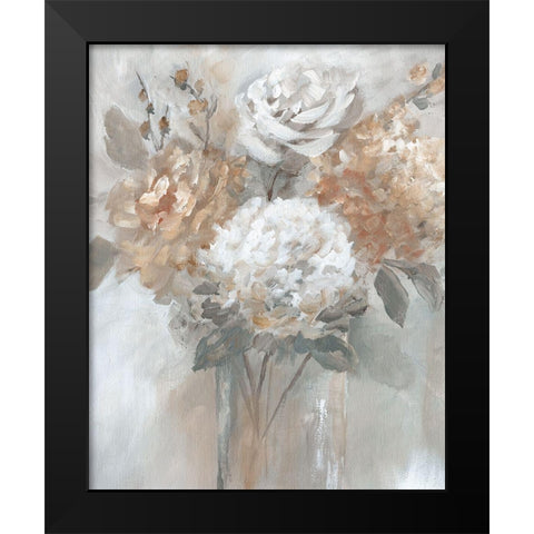 Blushing Bouquet Black Modern Wood Framed Art Print by Nan