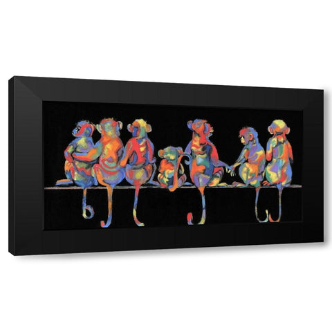 Fun Monkeys Black Modern Wood Framed Art Print with Double Matting by Brooks, Donna