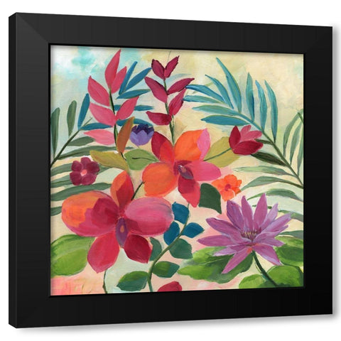 Hot Tropics Black Modern Wood Framed Art Print by Nan