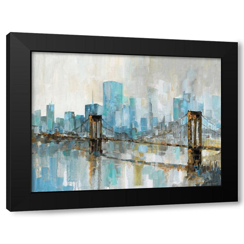 Teal City Shadows Black Modern Wood Framed Art Print with Double Matting by Manning, Ruane