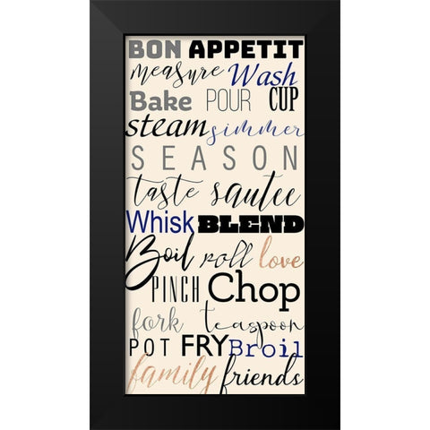 Kitchen Expressions Black Modern Wood Framed Art Print by CAD Designs