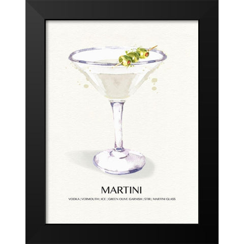 Martini Black Modern Wood Framed Art Print by Jill, Susan