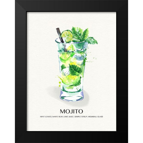 Mojito Black Modern Wood Framed Art Print by Jill, Susan