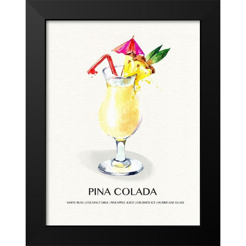 Pina Colada Black Modern Wood Framed Art Print by Jill, Susan