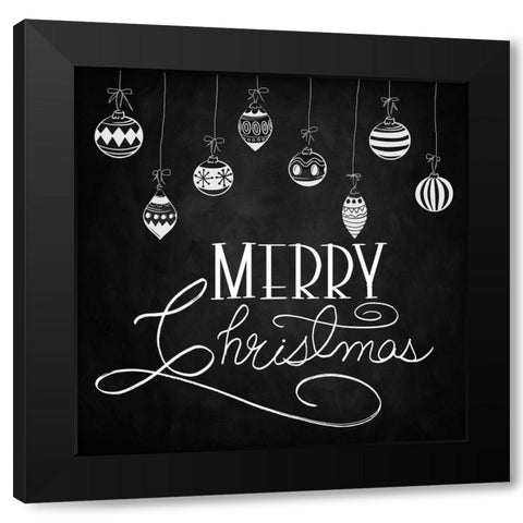 Merry Christmas Black Modern Wood Framed Art Print with Double Matting by Santiago, Daniela