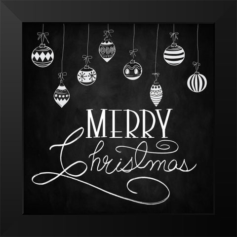 Merry Christmas Black Modern Wood Framed Art Print by Santiago, Daniela
