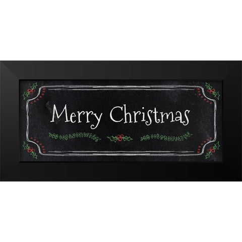 Merry Christmas Black Modern Wood Framed Art Print by Carpentieri, Natalie