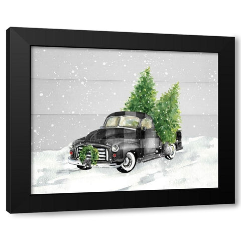Home for Christmas Black Modern Wood Framed Art Print with Double Matting by Robinson, Carol