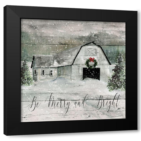 Merry and Bright Barn Black Modern Wood Framed Art Print by Robinson, Carol